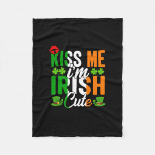 Kiss Me I Am Irish Cute Fleece Blanket