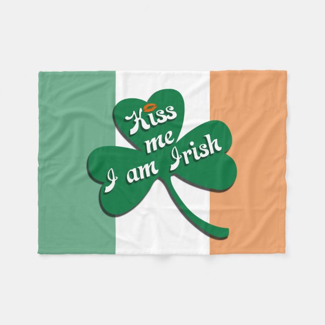 Kiss me I am Irish Fleece Blanket (Front (Horizontal))