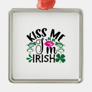 Kiss Me I Am Irish Metal Tree Decoration