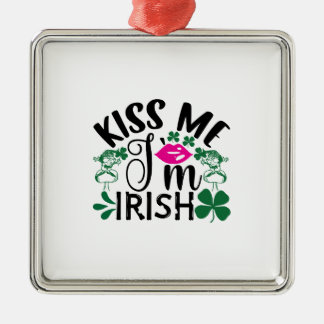 Kiss Me I Am Irish Metal Tree Decoration