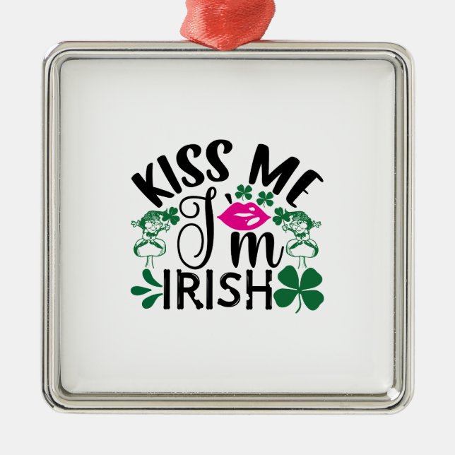 Kiss Me I Am Irish Metal Tree Decoration (Front)