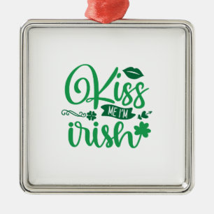 Kiss Me i Am Irish Metal Tree Decoration