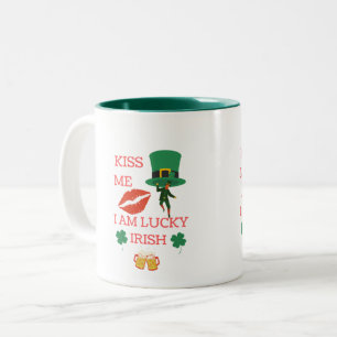 Kiss me i am lucky irish today  Two-Tone coffee mug