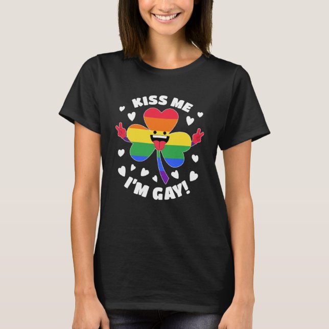 Kiss Me I m Gay St Patricku2019s Day Pride LGBT Hi T-Shirt (Front)