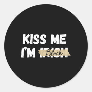 Kiss Me I’m Irish Black Funny Retro St Patricks Da Classic Round Sticker