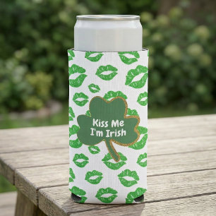 Kiss Me I’m Irish Shamrock St. Patrick’s Day Seltzer Can Cooler