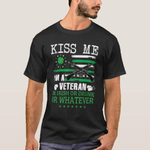 Kiss Me I M Veteran Shamrock St Patrick S Day T-Shirt