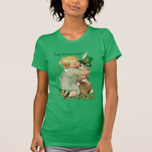 KISS ME I'AM IRISH/BABY,RABBIT WITH LEPRECHAUN HAT T-Shirt