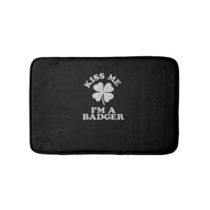 Kiss Me I'm A Badger ~ Demonym Wisconsin T-Shirt Bath Mat