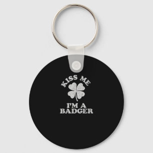 Kiss Me I'm A Badger ~ Demonym Wisconsin T-Shirt Key Ring