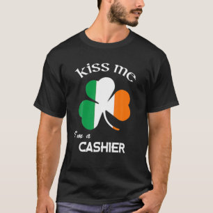 Kiss Me I'm A Cashier Shamrock St. Patrick's Day T-Shirt