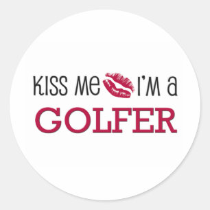 Kiss Me I'm a GOLFER Classic Round Sticker