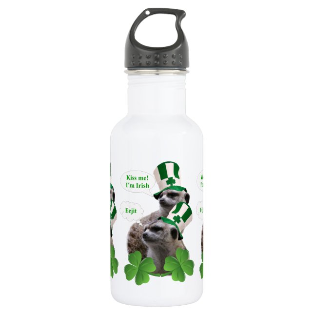 Kiss me I'm a Irish meerkat design 532 Ml Water Bottle (Front)