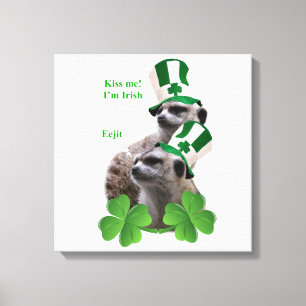 Kiss me I'm a Irish meerkat design Canvas Print
