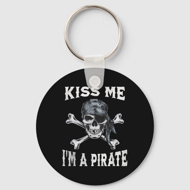 Kiss Me Im A Pirate Funny Talk Like A Pirate Day J Key Ring (Front)