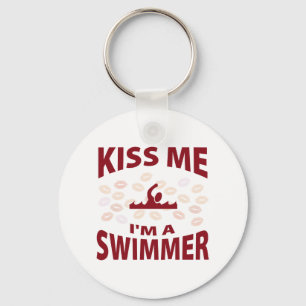 Kiss Me I'm A Swimmer Key Ring