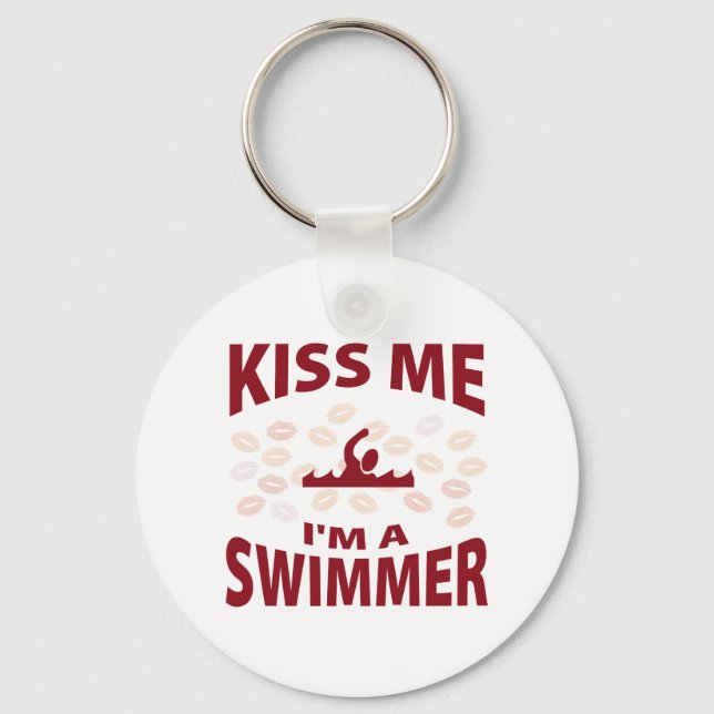 Kiss Me I'm A Swimmer Key Ring (Front)