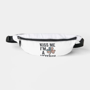Kiss Me Im a Veteran Shamrock Vintage Shirt Design Bum Bags
