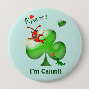 Kiss Me I'm Cajun St. Patrick's Day Crawfish 10 Cm Round Badge