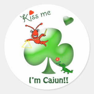 Kiss Me I'm Cajun St Patrick's Day Crawfish Classic Round Sticker