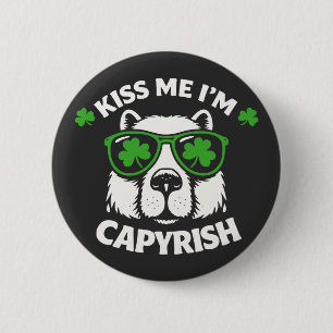 Kiss Me I'm Capyrish St. Patrick's Day Capybara 6 Cm Round Badge