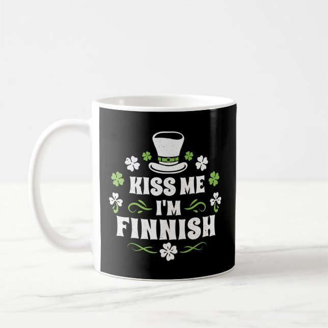 Kiss Me I'M Finnish St Patrick'S Day Finnish Coffee Mug (Left)
