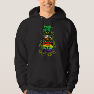 Kiss Me I'm Highrish Leprechaun Weed Leaf St Patri Hoodie