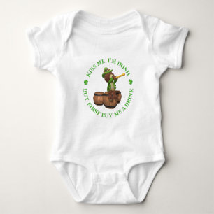 Kiss me, I'm Irish - But First Buy Me A Drink Baby Bodysuit