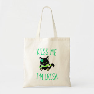 Kiss Me I'm Irish Cat Lover Tote Bag