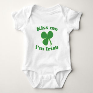 Kiss Me Im Irish Clover St Patrick's Day Baby Bodysuit
