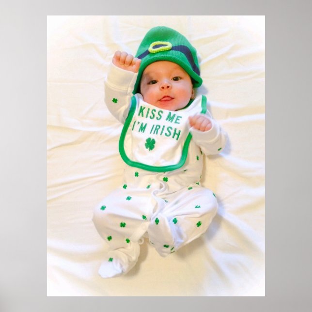 Kiss me I'm Irish Cute Baby Boy Leprechaun Hat Poster (Front)