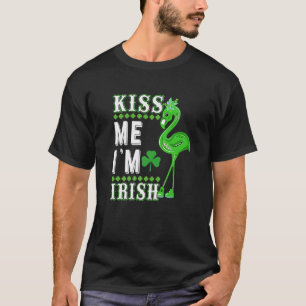 Kiss Me I'm Irish Cute St. Patrick's Day Flamingo T-Shirt
