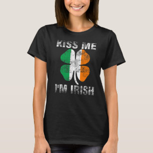 Kiss Me I'm Irish Flag Saint Patrick Day Shamrock T-Shirt