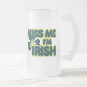 Kiss me Im Irish Frosted Glass Beer Mug