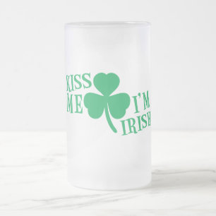 KISS me I'm Irish Frosted Glass Beer Mug