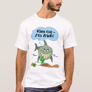 Kiss Me I'm Irish Funny Cartoon Shark Shirt