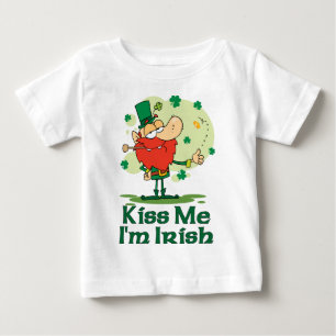 Kiss Me I'm Irish Funny Leprechaun Baby T-Shirt