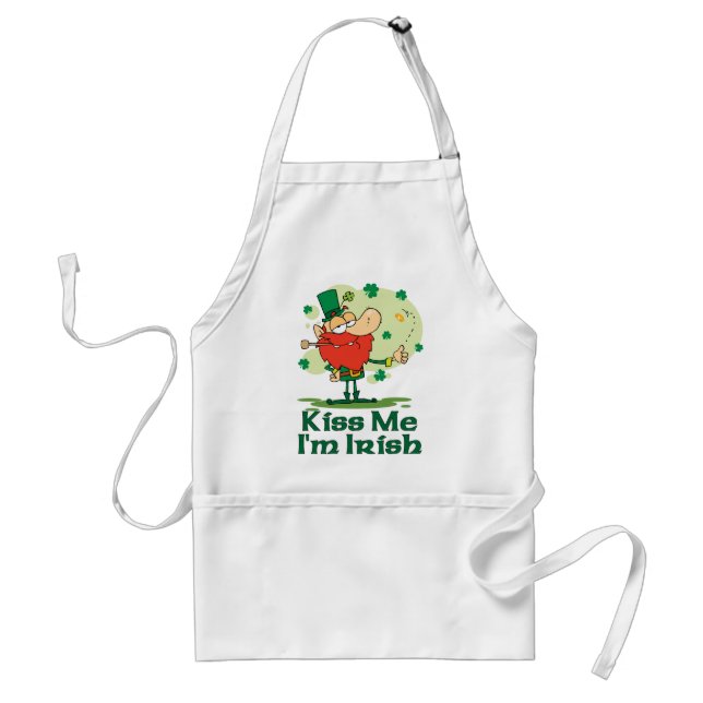 Kiss Me I'm Irish Funny Leprechaun Standard Apron (Front)