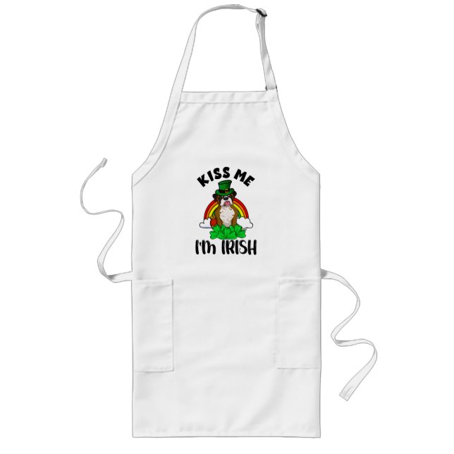 Kiss Me I'm Irish, Funny St. Patricks Day Boxer  Long Apron (Front)
