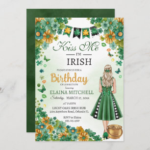 Kiss Me I'm Irish Girl Green Dress St. Patrick's I Invitation