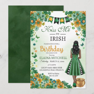 Kiss Me I'm Irish Girl Green Dress St. Patrick's I Invitation