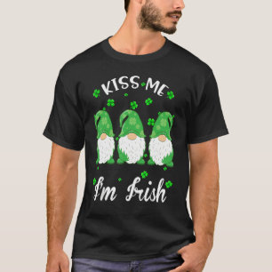 Kiss Me I'm Irish. Gnome Shamrock Clover Saint Pat T-Shirt