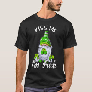 Kiss Me I'm Irish. Gnome Shamrock Clover Saint Pat T-Shirt