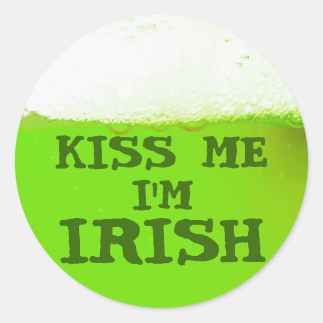 Kiss Me I'm Irish Green Beer Sticker (Front)