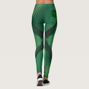 Kiss Me I'm Irish Green Geometric Activewear Leggings