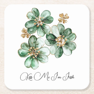 Kiss Me I'm Irish Green Gold St. Patrick's Day   Square Paper Coaster