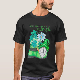 Kiss Me I'm Irish Green Shamrock Gnome With Lucky  T-Shirt