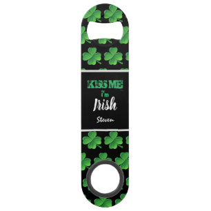 Kiss Me I'm Irish Green Shamrocks Personalised