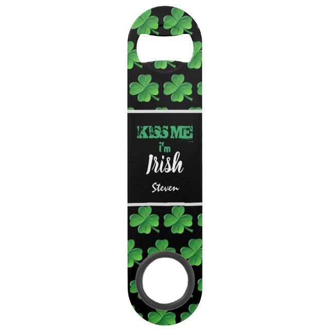 Kiss Me I'm Irish Green Shamrocks Personalised (Front)
