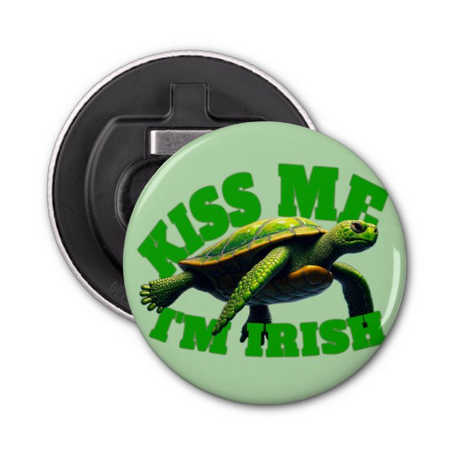 Kiss Me I'm Irish - Green Turtle Bottle Opener (Front)